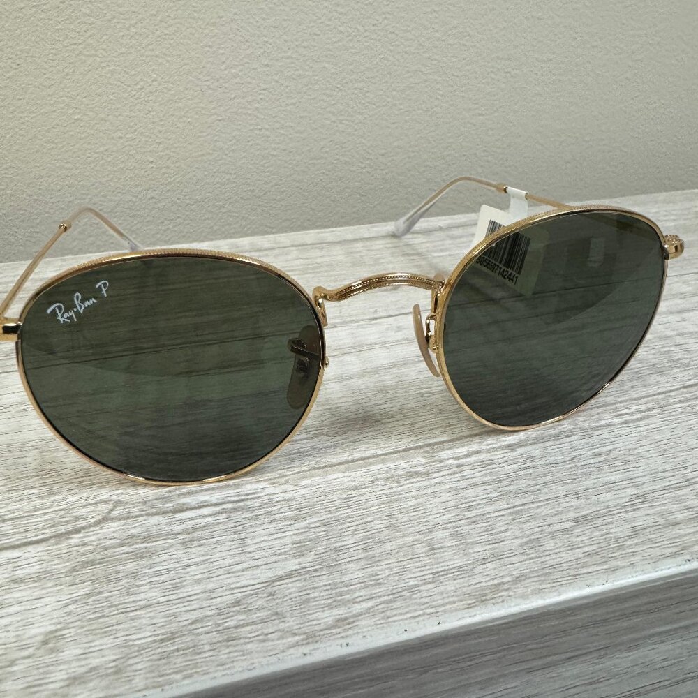 Round Metal Sunglasses in Arista Gold with G-15 Green Polarized Lenses